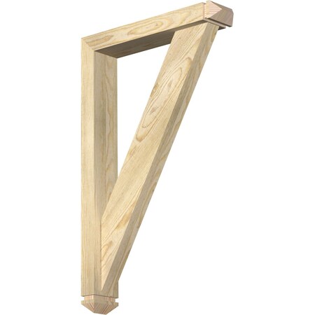 Ekena Millwork Traditional Arts and Crafts Rough Sawn Bracket w/ Offset Brace, Douglas Fir, 4"W x 20"D x 32"H BKT0402X20X32TRA03RDF